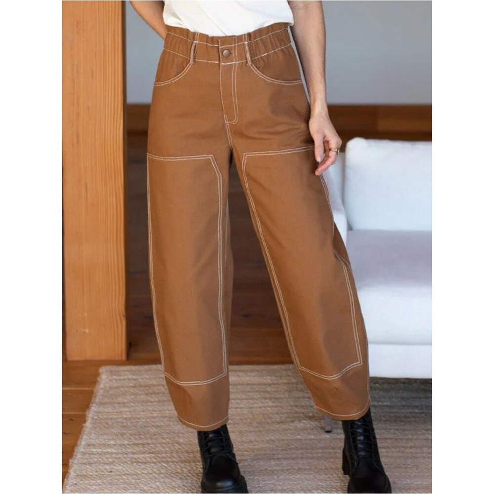 Emerson Fry Women's Size Small Caramel 100% Organic Cotton Barrel Work Pants